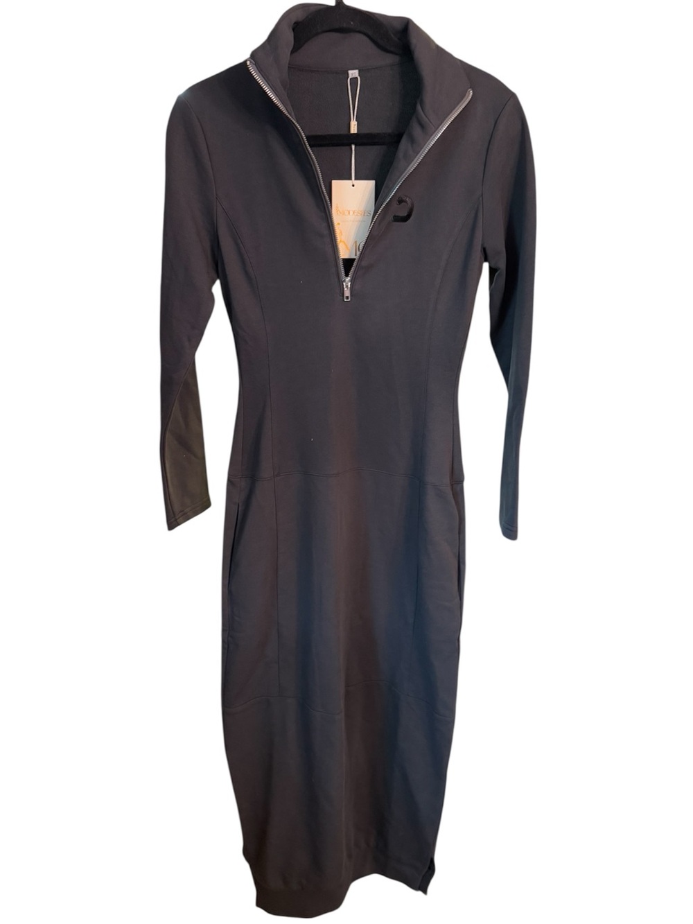 Modesees Cotton Blend Half High Collar Loose Maxi Dress, size XS NWT
